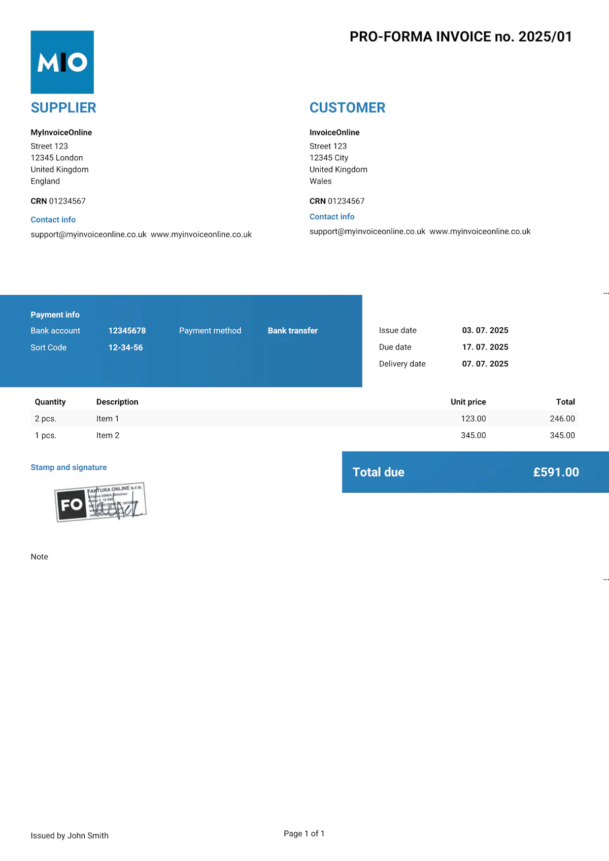 Proforma Invoice Template